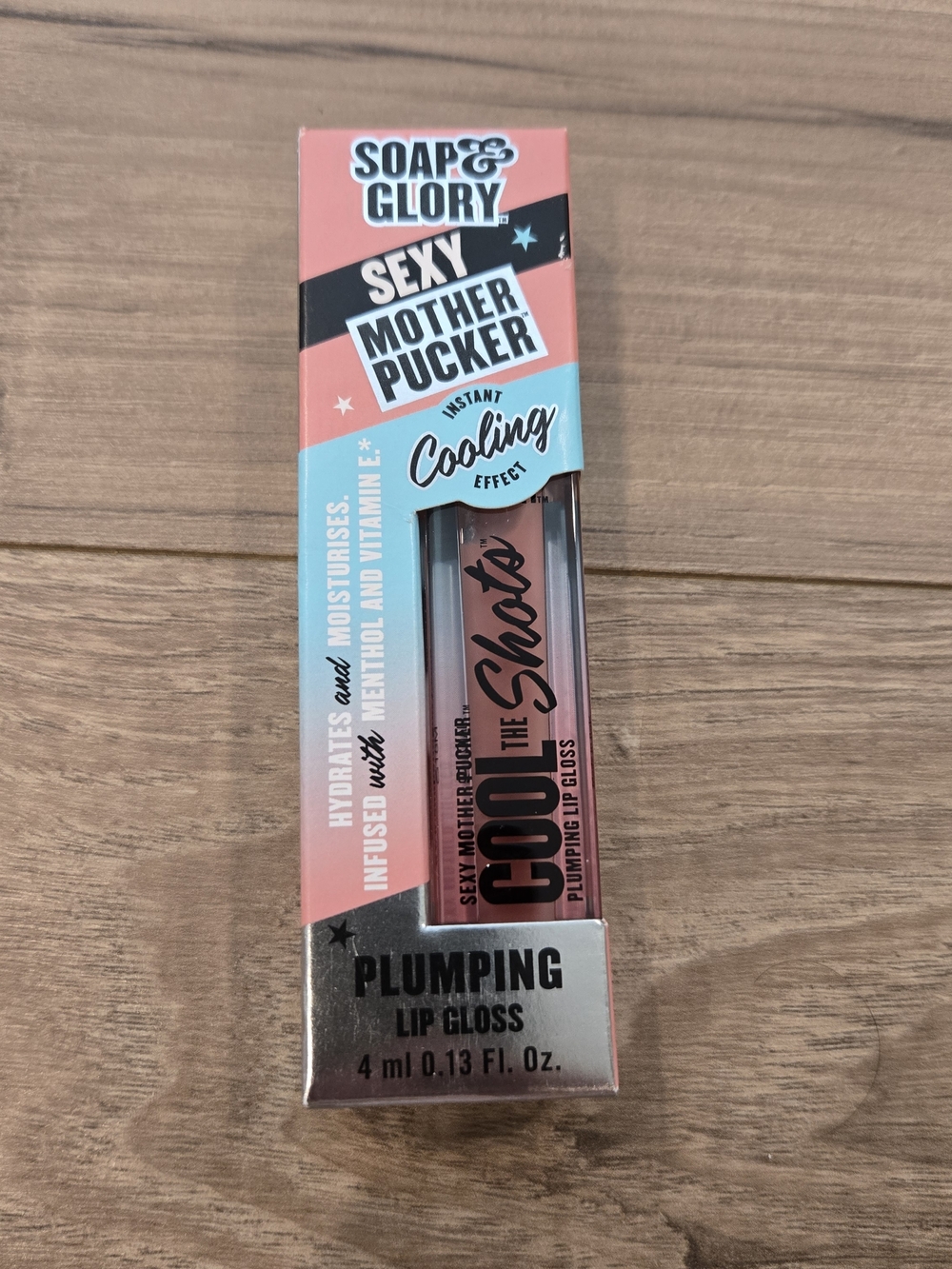 NIB Soap & Glory Sexy Mother Pucker "Cool The Shots" Lip Gloss – Nude Edition